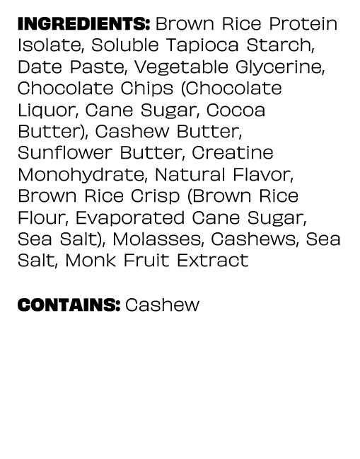 DAILY BAR Cookie Dough Dazzler protein bar ingredient list - 20g protein, 3g creatine per bar