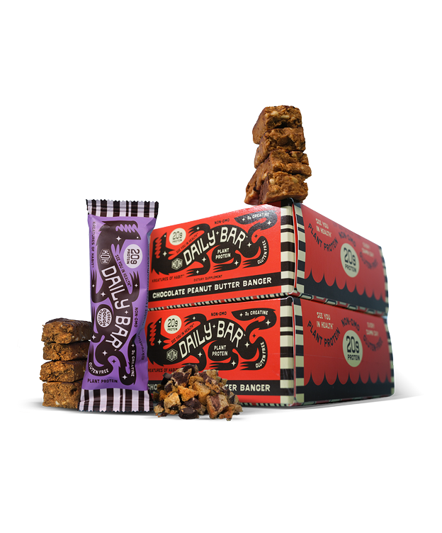 DAILY BAR protein bars with 20g protein and 3g creatine - multiple flavors including Chocolate Peanut Butter