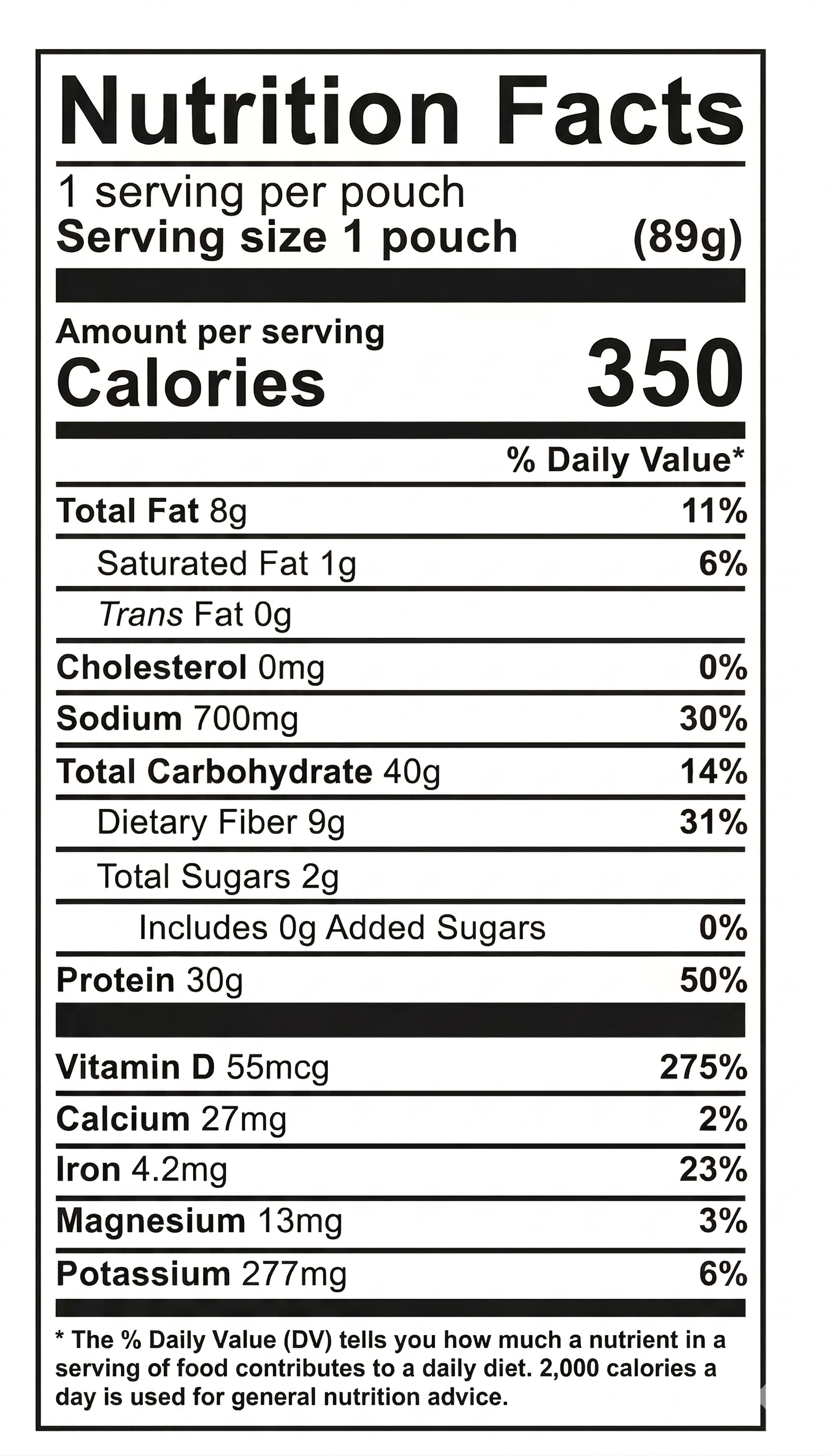 Peanut Butter Banana — nutrition facts 1
